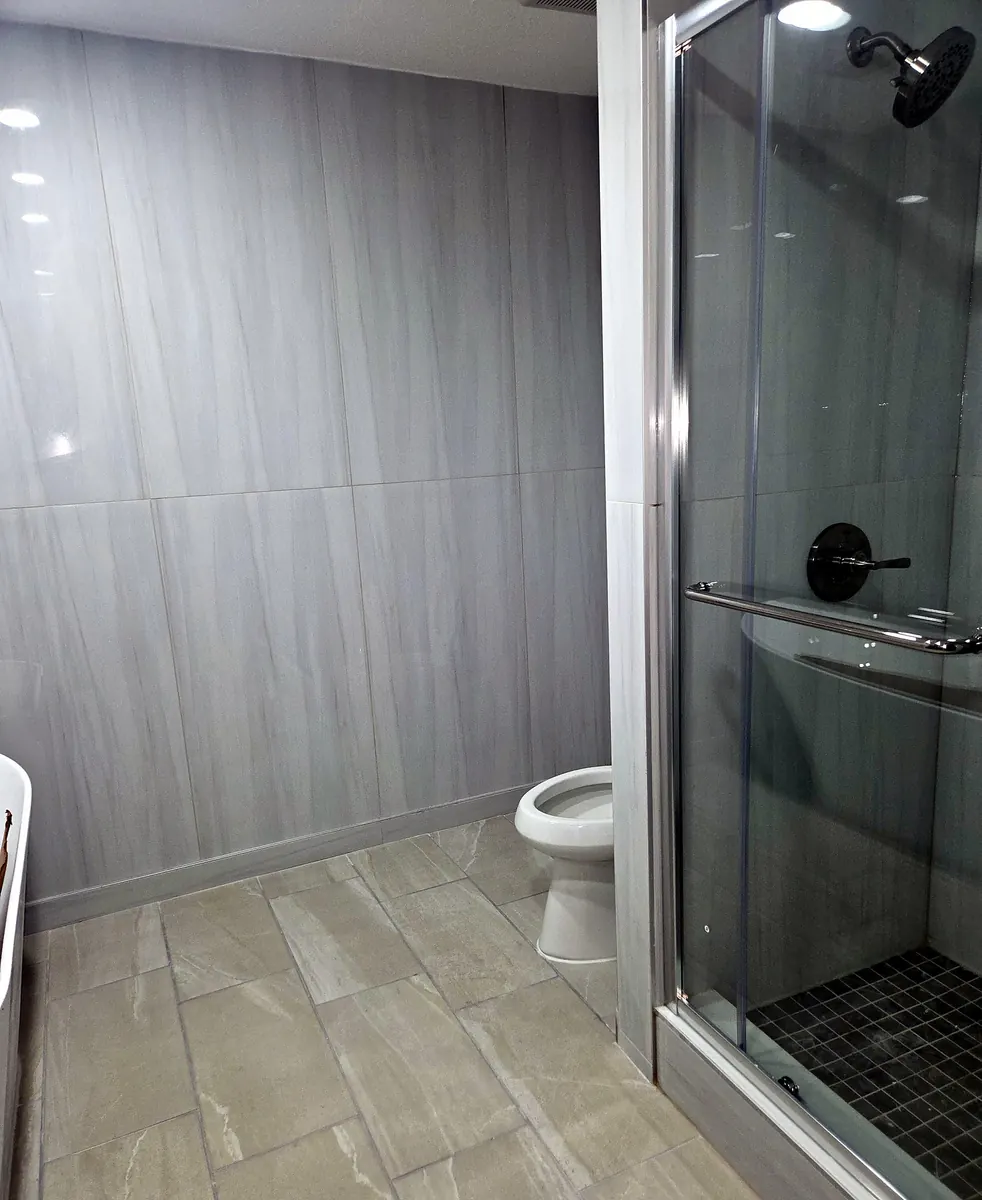Tiled shower and floor
